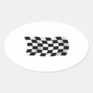 Geruite racevlagsticker ovale sticker