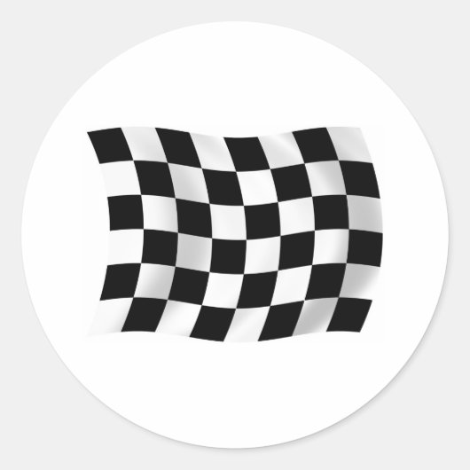 Geruite racevlagsticker ronde sticker (Voorkant)