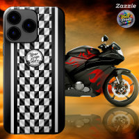 Geruite Racing Zwart Wit Sport Logo
