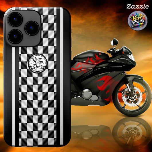 Geruite Racing Zwart Wit Sport Logo Case-Mate iPhone Case