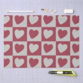 Geruite Red Grey Love Hearts geruit Tissuepapier (Craft)