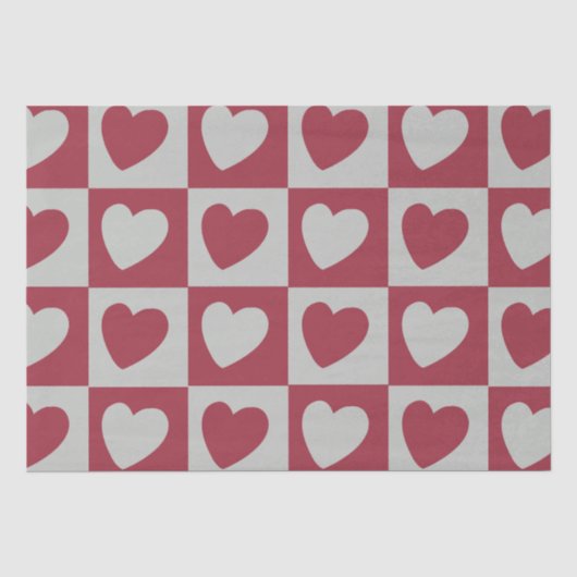 Geruite Red Grey Love Hearts geruit Tissuepapier (Voorkant)