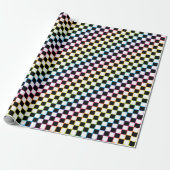 Geruite Regenboog wit Cadeaupapier (Uitgerold)