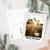 Geruite Retro Family Arch Foto Feestdagenkaart