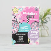 Geruite Retro Groovy Disco 1e verjaardag Kaart (Staand voorkant)