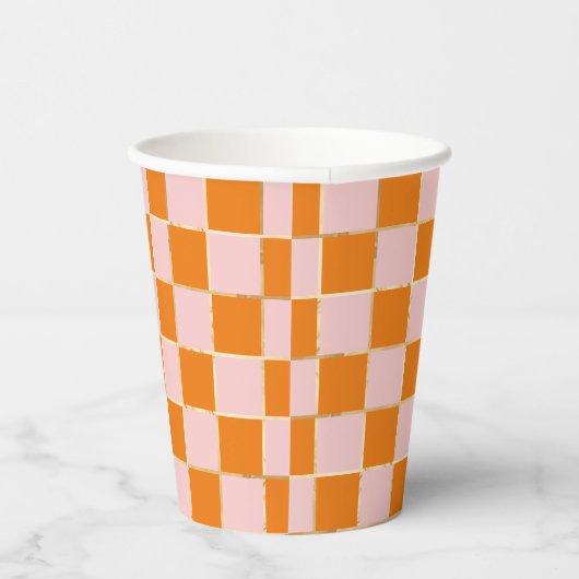 Geruite retro papieren bekers (Rechts)