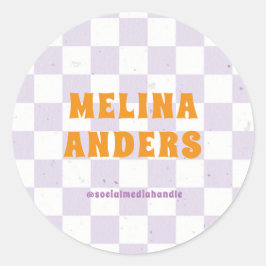 Geruite retro ronde sticker