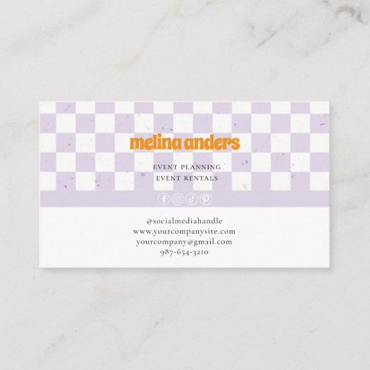 Geruite retro visitekaartje (Achterkant)