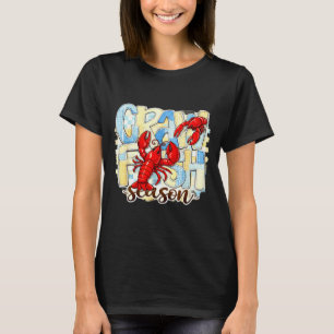 Geruite rivierkreeftseizoen grappige Louisiana zee T-shirt