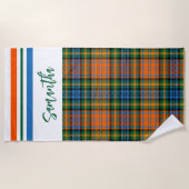 Geruite Rode Groene Landelijke Gebreide Tartan Met Strandlaken (Voorkant)