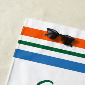 Geruite Rode Groene Landelijke Gebreide Tartan Met Strandlaken (In situ)