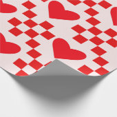 Geruite Rode Harten Patroon met kleine vierkantjes Cadeaupapier (Hoek)