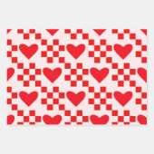 Geruite Rode Harten Patroon met kleine vierkantjes Inpakpapier Vel (Voorkant 3)
