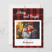 Geruite rode patroon Kerstkaart (Voorkant)