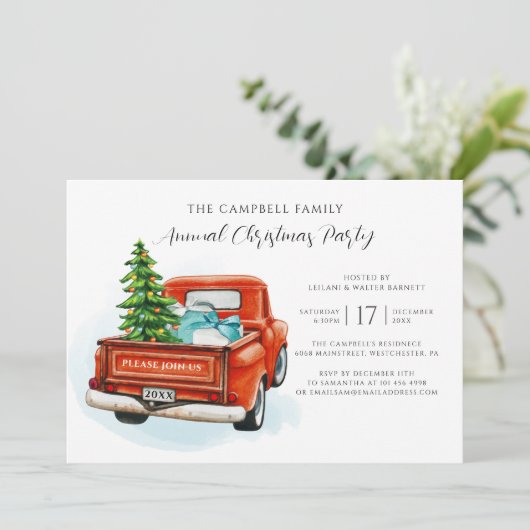  geruite rode vrachtwagen Campbell Christmas Tarta Kaart (Staand voorkant)