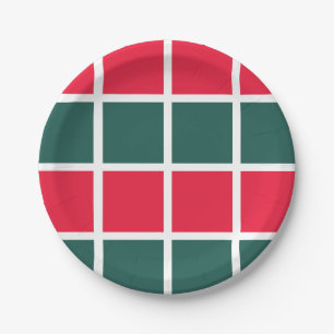 Geruite Rood Groen Geruite Feest Papieren Bordje