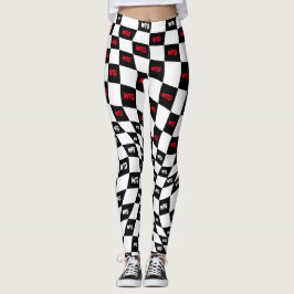 Geruite rood zwart-wit racecontroles leggings