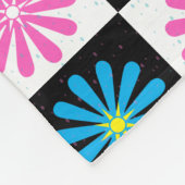 Geruite roze blauwe bloemendesign fleece deken (Hoek)