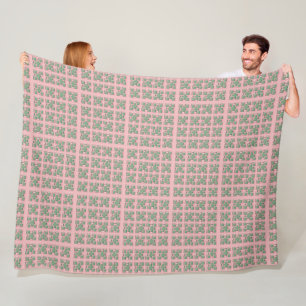 Geruite roze en groene fleece deken
