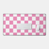 Geruite roze en witte retro bureaumat (Keyboard & Muis)