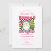 Geruite Roze Kerstfeest Merry & Bright Kaart (Voorkant)