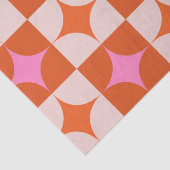 Geruite Roze Oranje Mid Century Starbursts Tissuepapier (Detail)