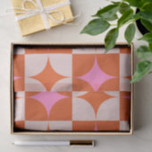 Geruite Roze Oranje Mid Century Starbursts Tissuepapier (Geschenk)
