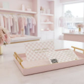 Geruite Roze QR Code Boutique Marketing Visitekaartje