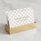 Geruite Roze QR Code Boutique Marketing Visitekaartje