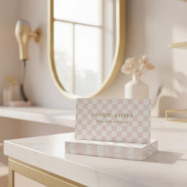 Geruite Roze QR Code Boutique Marketing Visitekaartje