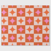 Geruite roze Sinaasappel Midden-eeuwse Starbursts Cadeaupapier (Vlak)