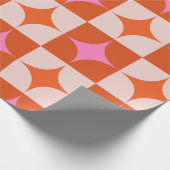 Geruite roze Sinaasappel Midden-eeuwse Starbursts Cadeaupapier (Hoek)