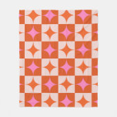 Geruite roze Sinaasappel Midden-eeuwse Starbursts Fleece Deken (Voorkant)