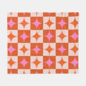 Geruite roze Sinaasappel Midden-eeuwse Starbursts Fleece Deken (Voorkant (Horizontaal))
