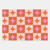 Geruite roze Sinaasappel Midden-eeuwse Starbursts Inpakpapier Vel (Voorkant 2)