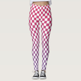 Geruite roze tot Paarse verlooppatroon Leggings