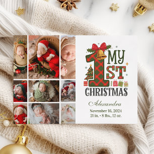 Geruite Rustic 9 Foto Eerste Kerstmis Feestdagenkaart