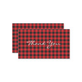 Geruite Rustieke Houthakker Rood Buffel Feest Notitiekaartje (Voorkant / Achterkant in situ)