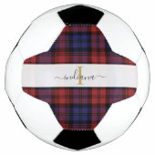 Geruite Rustieke Monogram Script Tartan Voetbal (Voorkant)