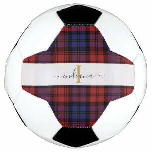 Geruite Rustieke Monogram Script Tartan Voetbal