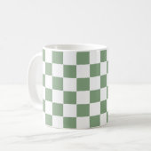 Geruite saliegroen en wit koffiemok (Voorkant links)