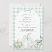 Geruite Saliegroene Preppy Pompoen Housewarming Fe Kaart (Voorkant)