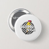 Geruite schoolpsycholoog potlood bliksemschicht ronde button 5,7 cm (Voorkant /achterkant)