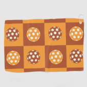 Geruite Sinaasappels en bruine pickleball ballen Golfhanddoek (Horizontaal)