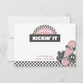 Geruite skateboard meisjes Groovy Rad Verjaardag Bedankkaart (Voorkant)