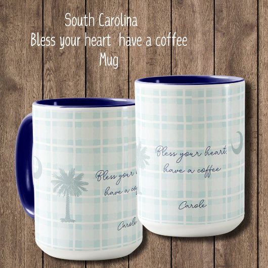 Geruite South Carolina mok met palmboom en maan 