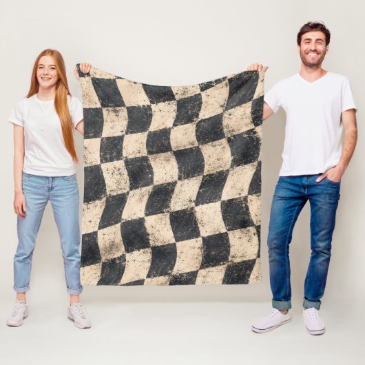 Geruite Speedway Cozy Garage Stijl Fleece Deken (In situ)
