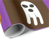 Geruite Spooky Halloween Pumpkins en Ghosts Cadeaupapier (Rol Hoek)