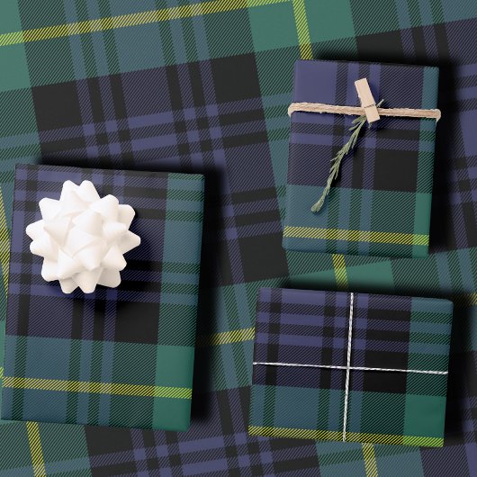 Geruite stijlvolle Navy Kerst Inpakpapier Vel