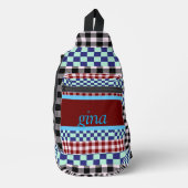 Geruite stof met persoonlijke naam sling bag (Voorkant)